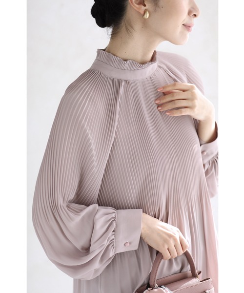 ブラウス シャツ 美しいボレロ風ラインのプリーツブラウストップス レディース