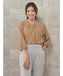 Perfect Suit FActory ブラウス シャツ 小花柄プリント ボウタイ