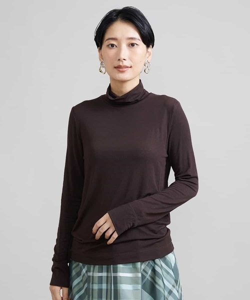 tシャツ 「レイヤードに」カシミヤ混ハイネックカットソー レディース