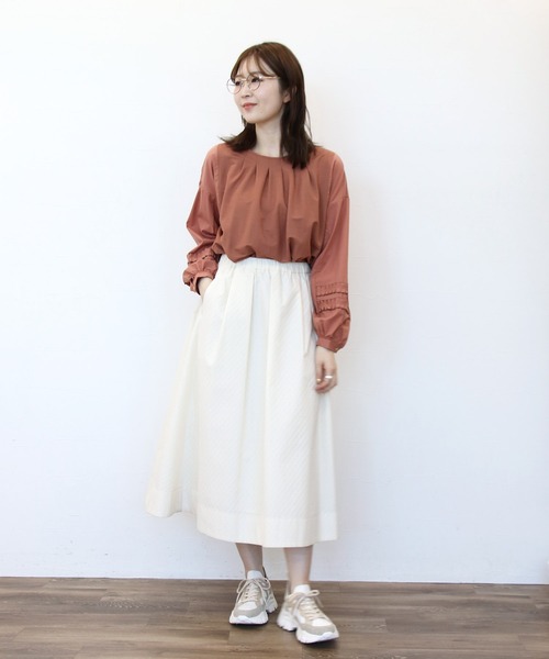 Jines ブラウス シャツ ドビータック刺繍ブラウス レディース