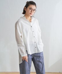 LBC（エルビーシー） ブラウス シャツ リネンコットンバンドカラー