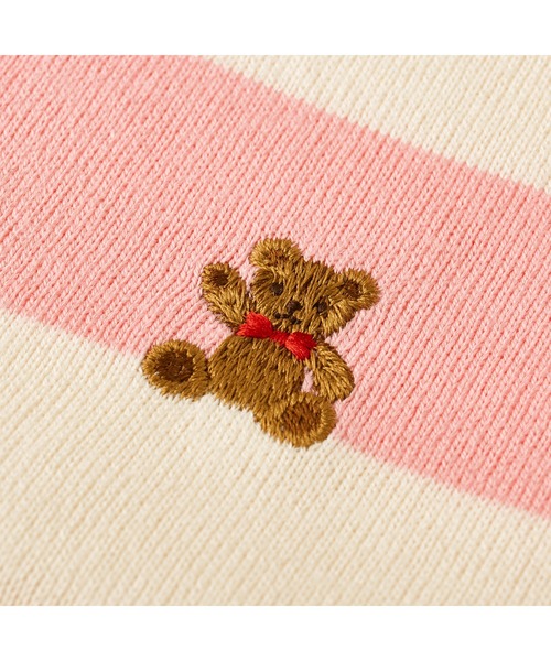 tシャツ ミキハウスベアワンポイントボーダー長袖Tシャツ キッズ 子供服 男の子 女の子の画像