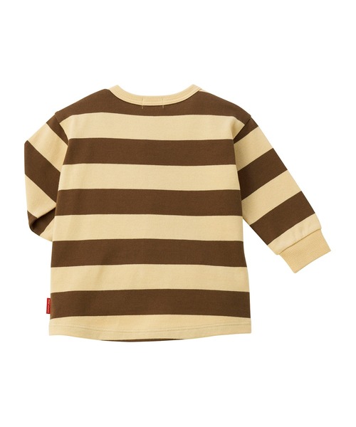 tシャツ ミキハウスベアワンポイントボーダー長袖Tシャツ キッズ 子供服 男の子 女の子の画像
