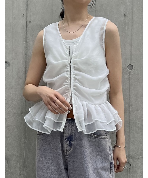 ベスト ジレ ダブルジップシャギーベスト レディース ベスト ジレ 2WAYサスペンダートップス レディース : ZOZOTOWN