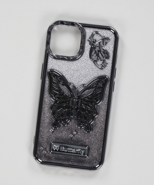 SPINNS スマホケース iPhone13/14/15対応バタフライきらきら
