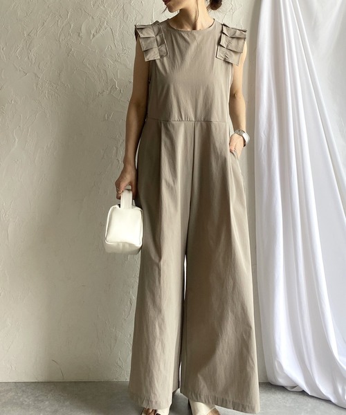 サロペット・オーバーオール・オールインワン meer. STRAP PANTS/GRY feepur サロペット オーバーオール 2wayドロストオールインワン