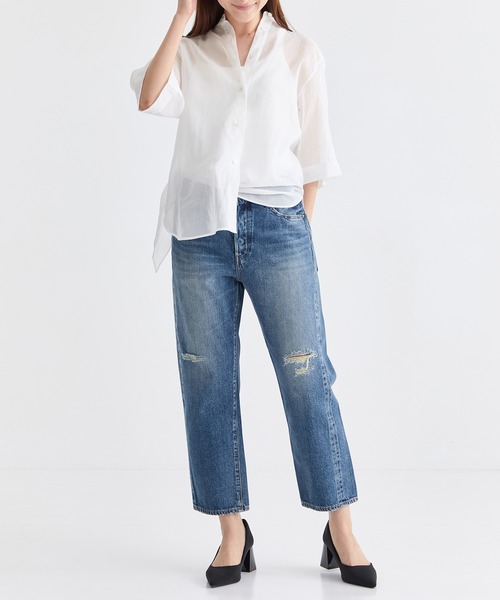 CINOH ブラウス シャツ 「CINOH/チノ」別注 SHEER HALF SLEEVE