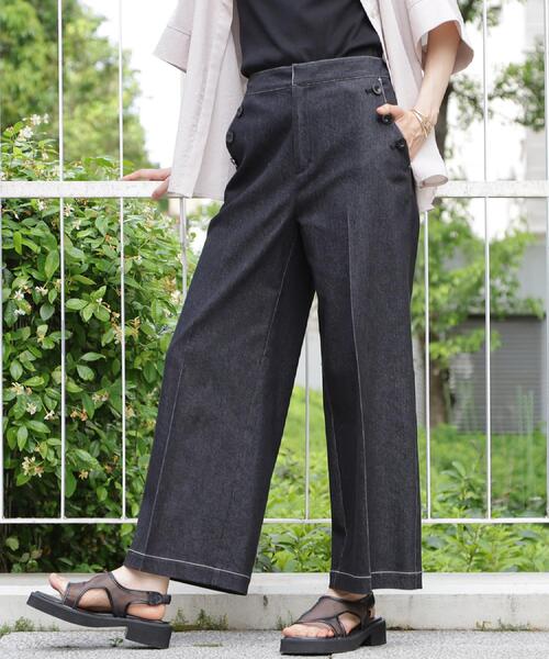 THE SHOP TK ワイドパンツ ジーンズ デニム デニムパンツ 「美脚/オ―ル