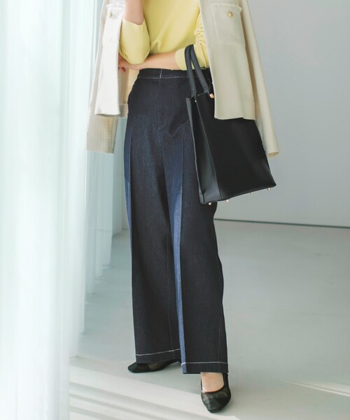 THE SHOP TK ワイドパンツ ジーンズ デニム デニムパンツ 「美脚/オ―ル