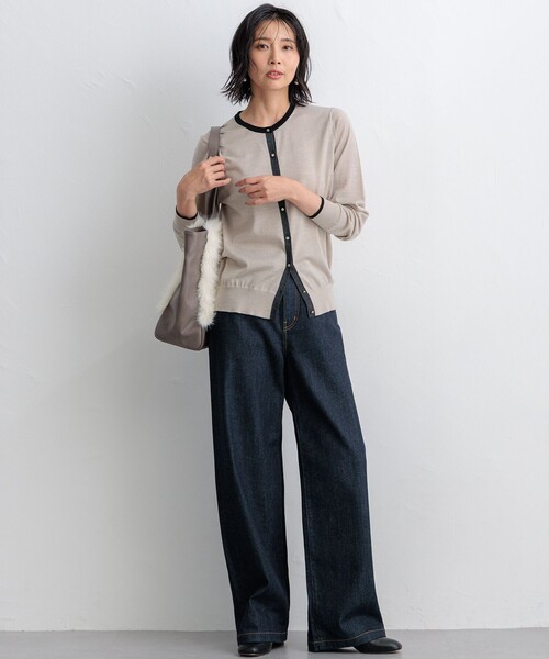 23区 カーディガン 「洗える」サステナブルウール バイカラー