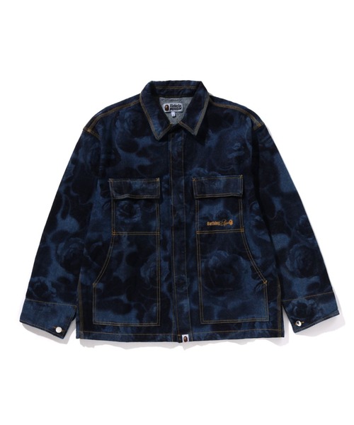 A BATHING APE デニムジャケット gジャン FLORAL CAMO JACQUARD 13OZ 