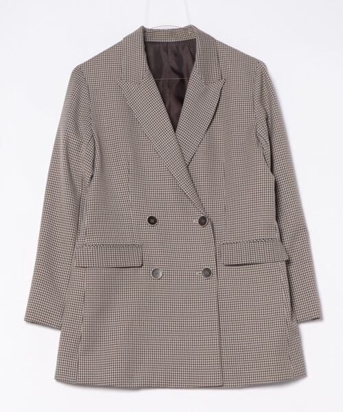 美品　ネストローブ　ウールコットンガンクラブチェックジャケット　ブラウン RELAX TAPERED_2】【秋冬】4釦1掛けダブルジャケット/ブラウン