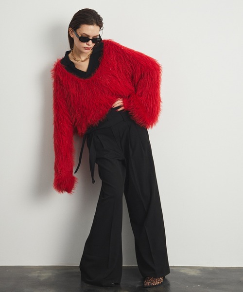uyu. ニット セーター Sequin Shaggy Knit Pullover
