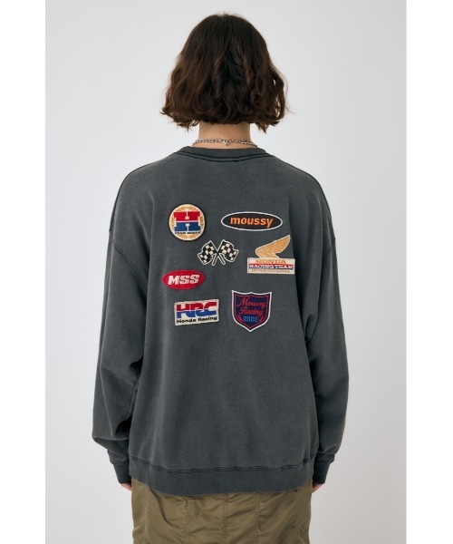 新品 MOUSSY × HONDA スポンサー スウェット グレーF HONDA CROPPED RACING プルオーバー（スウェット）｜MOUSSY