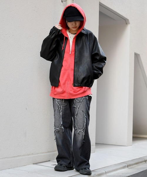 【Spielio】ヴィンテージライク合皮ブルゾン Spielio（シュピーリオ）の「【Spielio】vintage like blouson