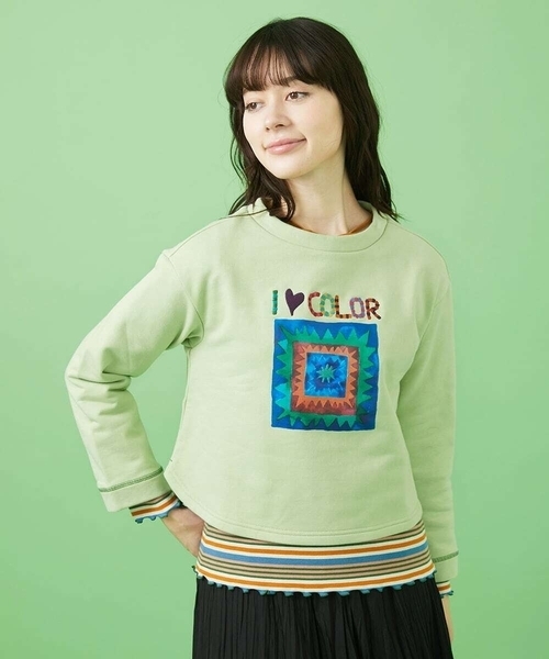 tシャツ I LOVE COLOR コットン裏毛プルオーバーカットソー レディース