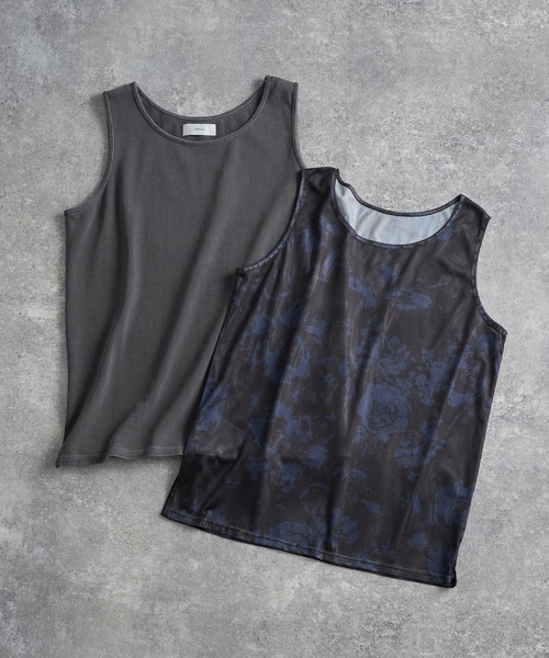 ADRER タンクトップ 3way mesh/cotton combination layered tank