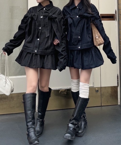 nemne store デニムジャケット バルーンデニムスカート セットアップ nemne（ネンネ） デニムスカート バルーンデニムスカート セットアップ