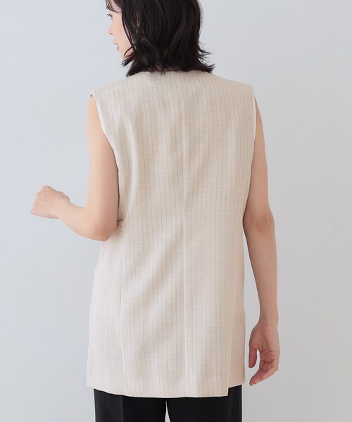 ベスト ジレ 春SALE！「洗える／SETUP可能」リネンライクダブルジレジャケット レディース 春SALE！【洗える／SETUP可能】リネンライクダブルジレ