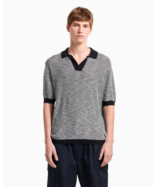 ✨美品✨ジョルジオアルマーニ 黒タグ 半袖ニット ニットポロL ARMANI EXCHANGE ポロシャツ 「A|X アルマーニ エクスチェンジ