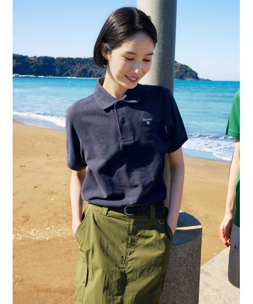 Barbour ネイビー ポロシャツ Mサイズ Barbour 送料無料 バブアー ポロシャツ メンズ CORPATCH POLO