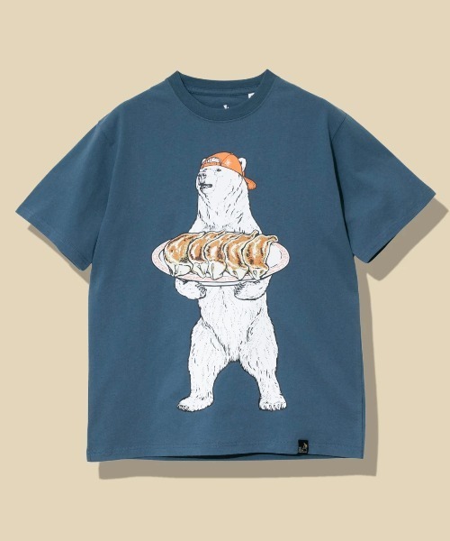 売れ筋商品|||go slow caravan ゴースローキャラバン USA/C 餃子クマ TEE 送料無料 ユニセックス M L ホワイト ブルー 熊 白熊 くま 中華 半袖 コットン 綿100％ アウトドア go slow caravan tシャツ USA/C 餃子クマ TEE メンズ レディース