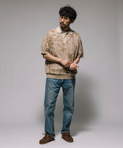 FREAK'S STORE（フリークスストア） ポロシャツ 総柄 メッシュ編み