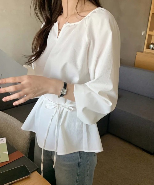 frill sailor blouse(denim) - HOWDY.