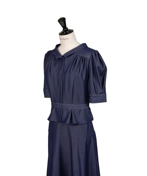 ワンピース herlipto Trimming Denim Effect Dress Trimming Denim Effect Dress