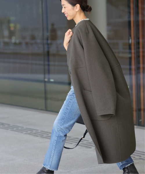 IENA（イエナ） ノーカラーコート 38 グレー レディース : ZOZOTOWN