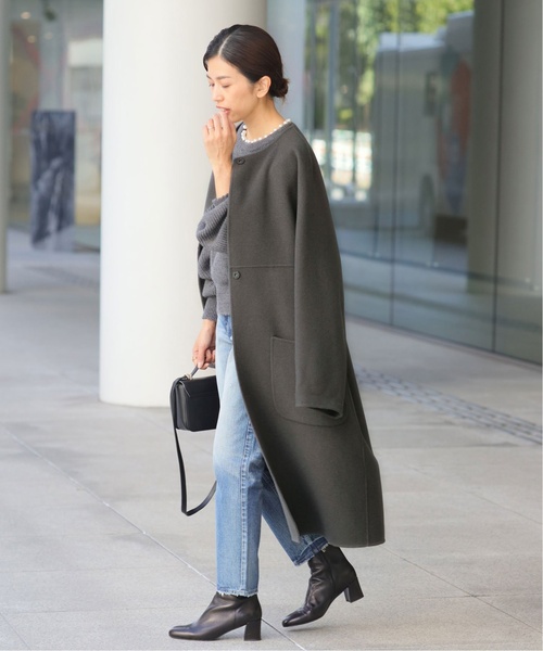 IENA（イエナ） ノーカラーコート 38 グレー レディース : ZOZOTOWN