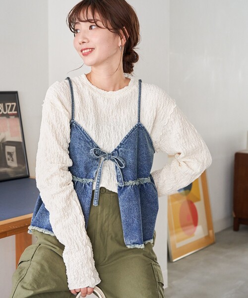 「FREAK'S STORE」 長袖カットソー フリ- オフホワイト レディース FREAK'S STORE 「FREAK'S STORE」 長袖カットソー フリ- オフ