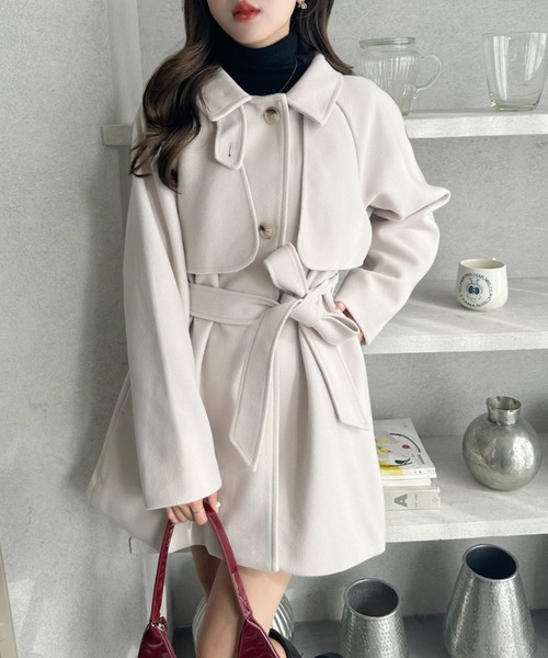 Ada. トレンチコート コート フェイクウール ミドル丈 トレンチコート