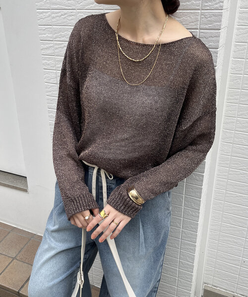 DouDouニット DouDou ニット セーター ラメプルオーバー レディース