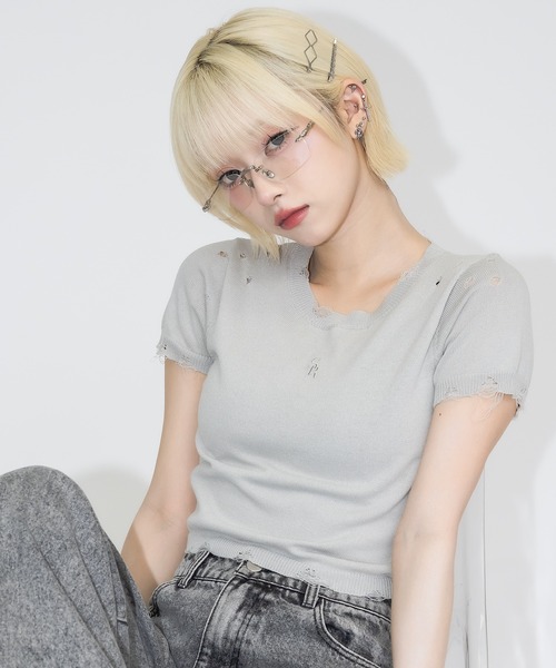17HR（セブンティーンアワーズ） tシャツ ハーフスリーブダメージ