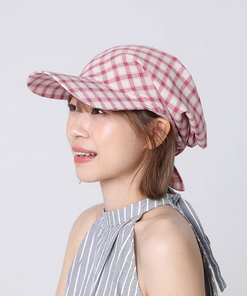 ch!iiibagチー ウールキャップ帽子 チェックRED キャップ 帽子 Chiina / ギンガムチェック スカーフハット