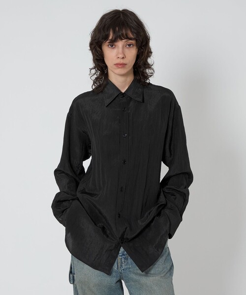 ブラウス シャツ 「ASTRAET」ストライプ シアー レギュラーカラーシャツ UNISEX レディース