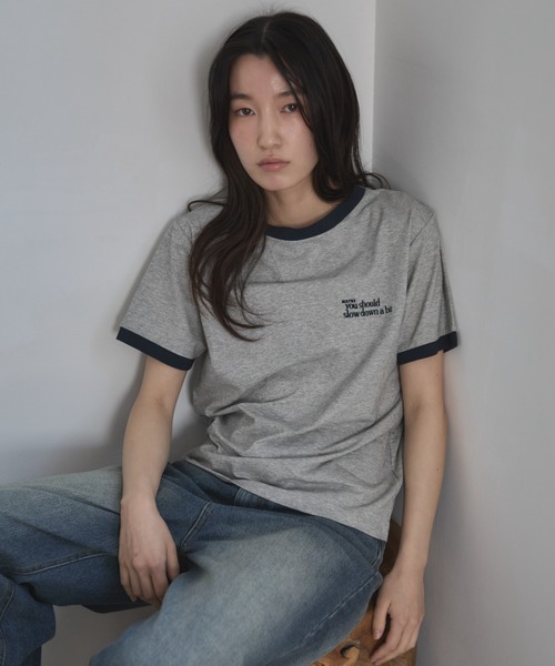 「feepur」 半袖Tシャツ MEDIUM 杢グレー レディース