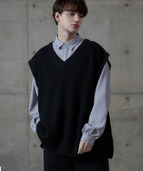 「cussil」 ノースリーブニット X-LARGE ブラック メンズ