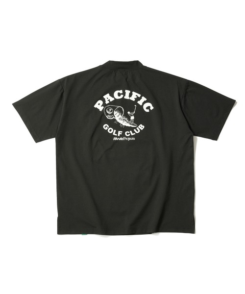 PACIFIC GOLF RIVVIA ゴルフクラブ ロゴ入りシャツ L 黒 Pacific GOLF CLUB（パシフィックゴルフクラブ） tシャツ Rivvia