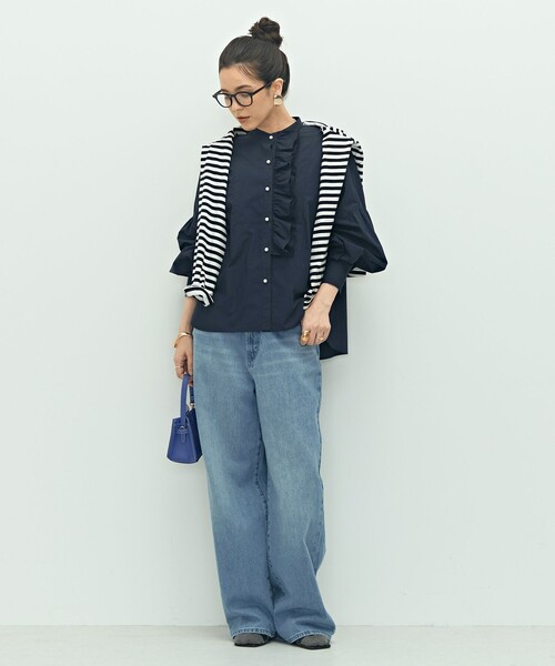ブラウス シャツ パール釦ビブヨーク4WAYフリルブラウス レディース NOLLEY'S ブラウス シャツ パール釦ビブヨーク4WAYフリル