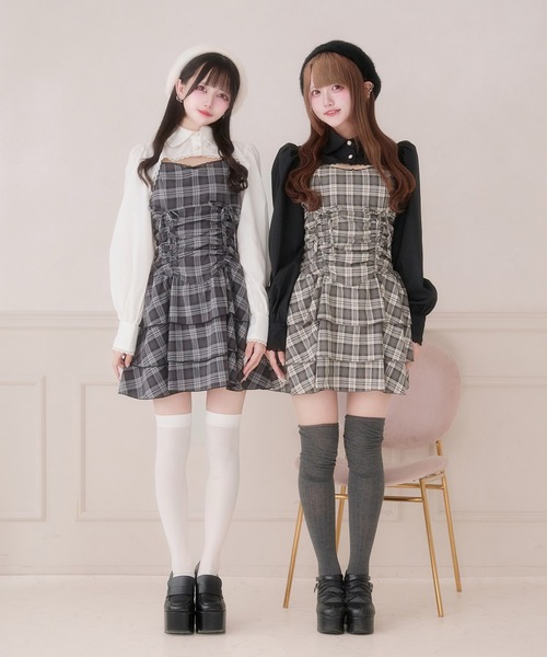 Palelfy クロップドレースブラウス 肩リボンキャミワンピース Pal elfy ブラウス シャツ クロップドレースブラウス レディース