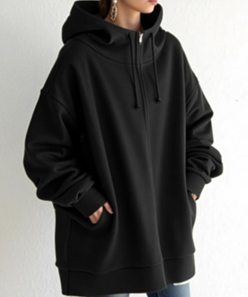 cammie パーカー ハイネックロング丈パーカー レディース : ZOZOTOWN