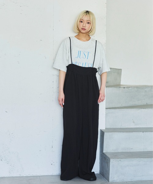PILIT ワイドパンツ パンツ ハイウエスト サス付きワイドパンツ 