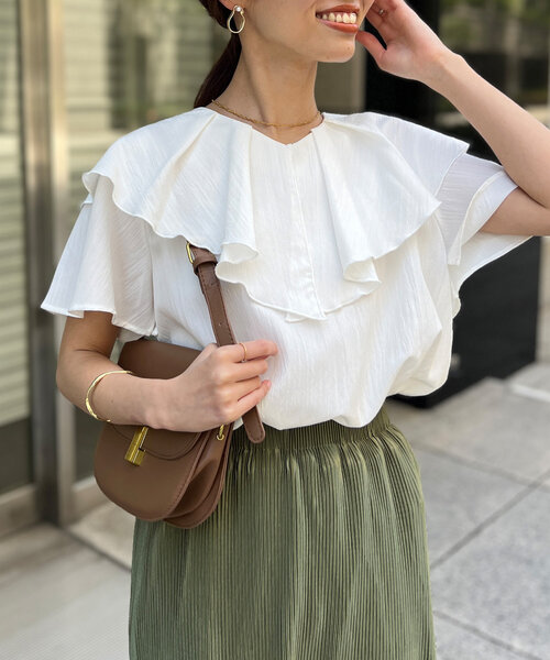 「Chez toi」 半袖ブラウス FREE サックスブルー レディース_画像2