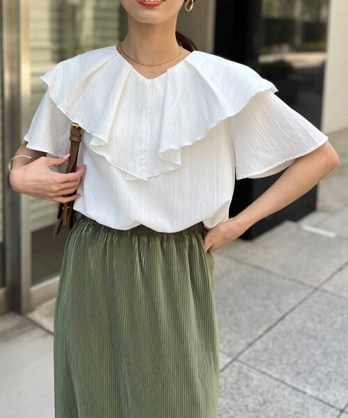 「Chez toi」 半袖ブラウス FREE サックスブルー レディース_画像3