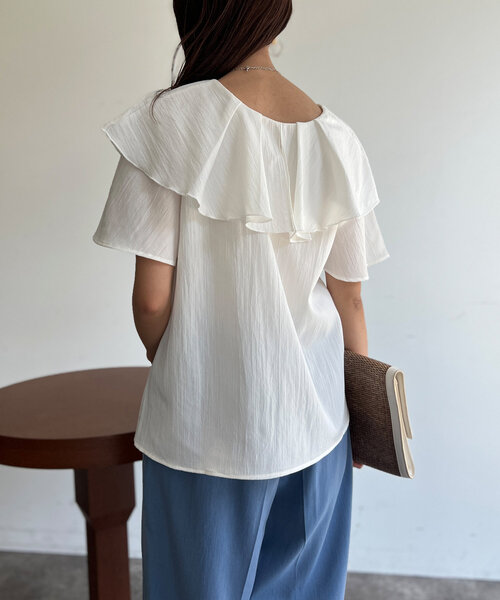 「Chez toi」 半袖ブラウス FREE サックスブルー レディース_画像8