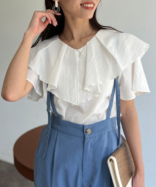 「Chez toi」 半袖ブラウス FREE サックスブルー レディース_画像9