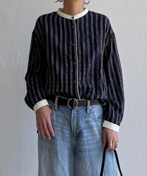 LBC（エルビーシー） ブラウス シャツ クレリックパイピングシャツ