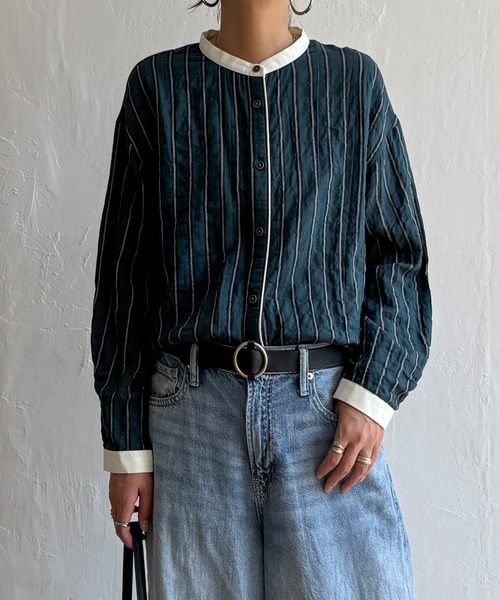LBC（エルビーシー） ブラウス シャツ クレリックパイピングシャツ